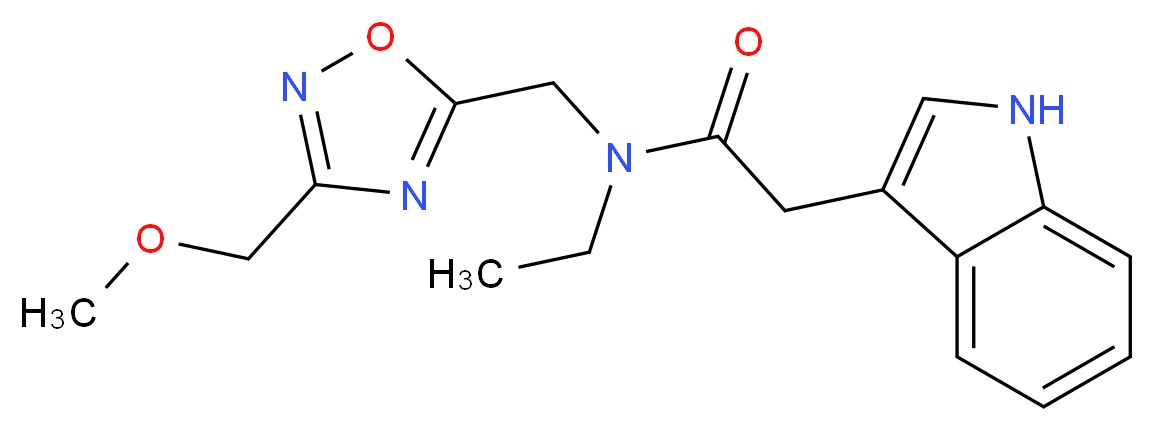 N-ethyl-2-(1H-indol-3-yl)-N-{[3-(methoxymethyl)-1,2,4-oxadiazol-5-yl]methyl}acetamide_分子结构_CAS_)