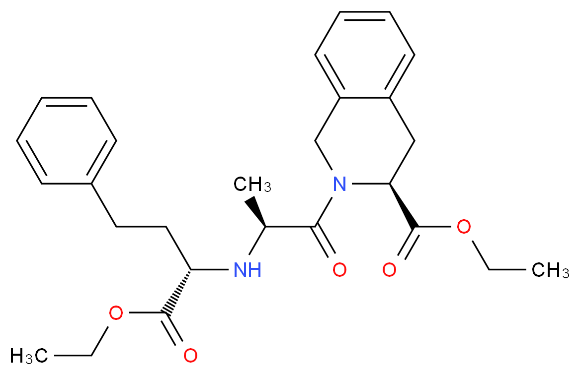 ethyl (3S)-2-[(2S)-2-{[(2S)-1-ethoxy-1-oxo-4-phenylbutan-2-yl]amino}propanoyl]-1,2,3,4-tetrahydroisoquinoline-3-carboxylate_分子结构_CAS_103733-36-4