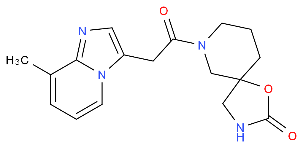 7-[(8-methylimidazo[1,2-a]pyridin-3-yl)acetyl]-1-oxa-3,7-diazaspiro[4.5]decan-2-one_分子结构_CAS_)