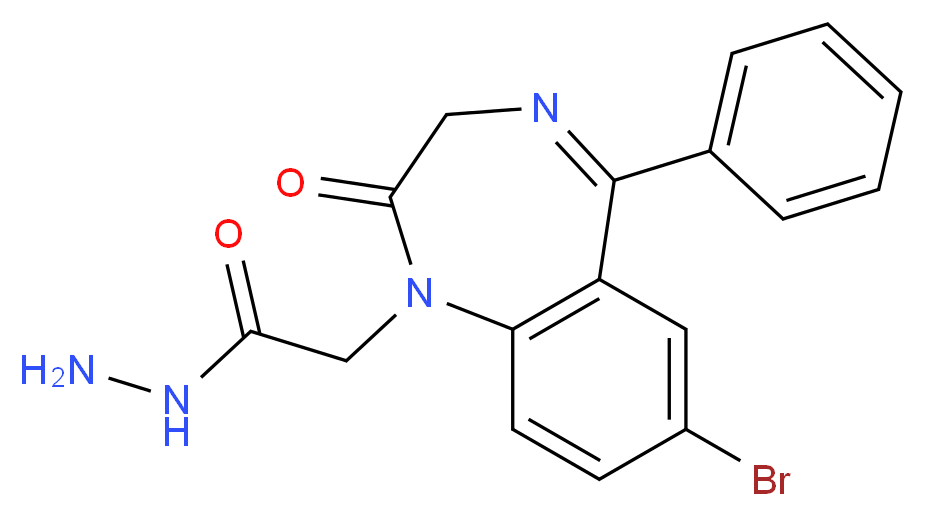 2-(7-bromo-2-oxo-5-phenyl-2,3-dihydro-1H-1,4-benzodiazepin-1-yl)acetohydrazide_分子结构_CAS_129186-29-4