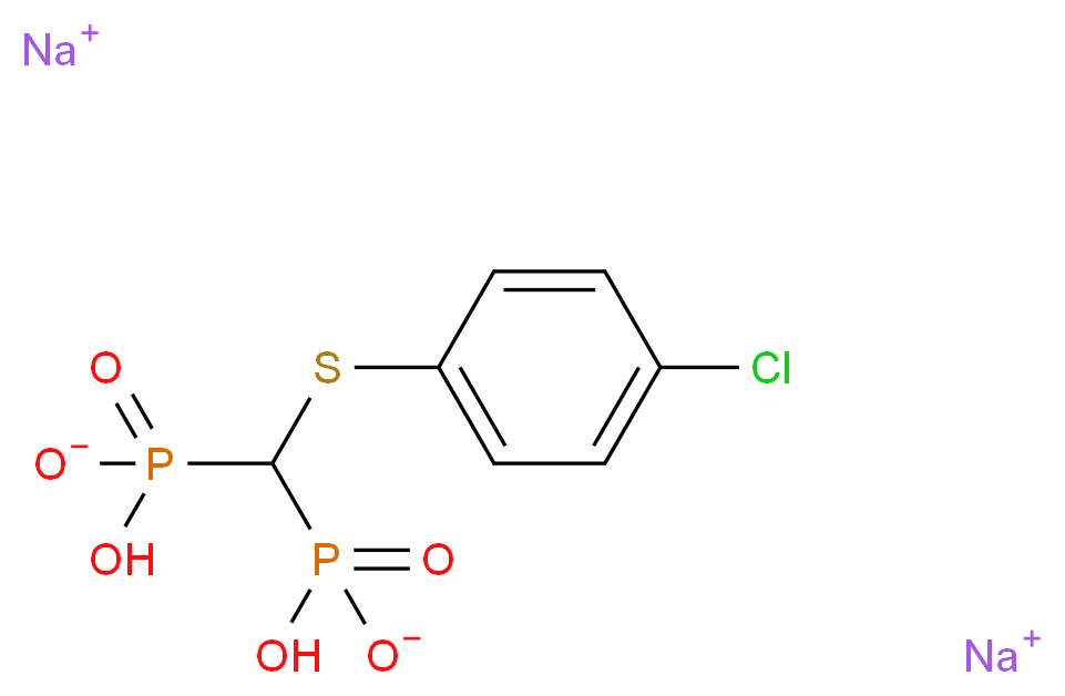 disodium hydrogen {[(4-chlorophenyl)sulfanyl](hydrogen phosphonato)methyl}phosphonate_分子结构_CAS_149845-07-8