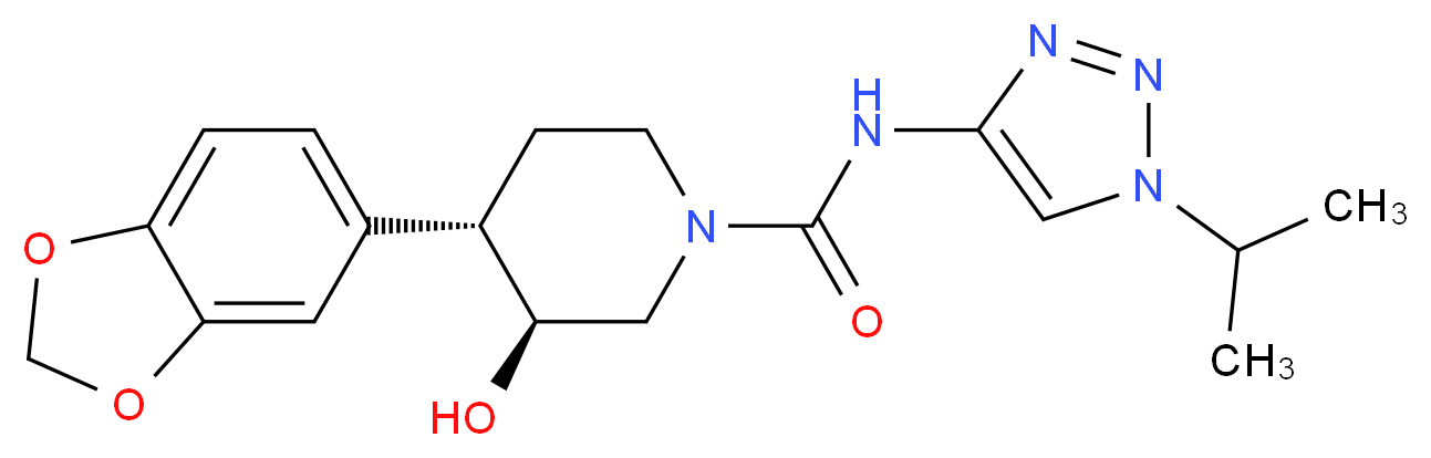 (3S*,4S*)-4-(1,3-benzodioxol-5-yl)-3-hydroxy-N-(1-isopropyl-1H-1,2,3-triazol-4-yl)piperidine-1-carboxamide_分子结构_CAS_)