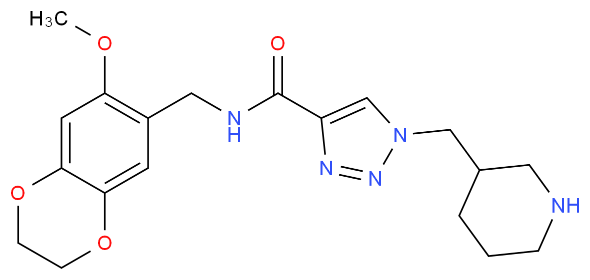 N-[(7-methoxy-2,3-dihydro-1,4-benzodioxin-6-yl)methyl]-1-(piperidin-3-ylmethyl)-1H-1,2,3-triazole-4-carboxamide_分子结构_CAS_)