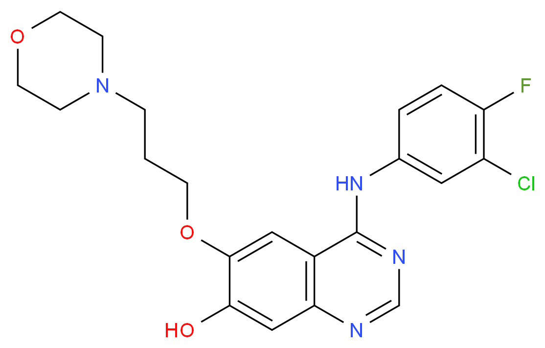4-[(3-chloro-4-fluorophenyl)amino]-6-[3-(morpholin-4-yl)propoxy]quinazolin-7-ol_分子结构_CAS_847949-49-9