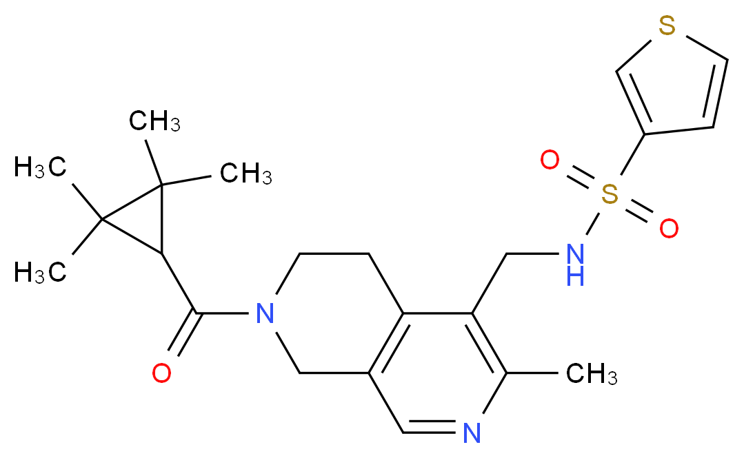 N-({3-methyl-7-[(2,2,3,3-tetramethylcyclopropyl)carbonyl]-5,6,7,8-tetrahydro-2,7-naphthyridin-4-yl}methyl)-3-thiophenesulfonamide_分子结构_CAS_)