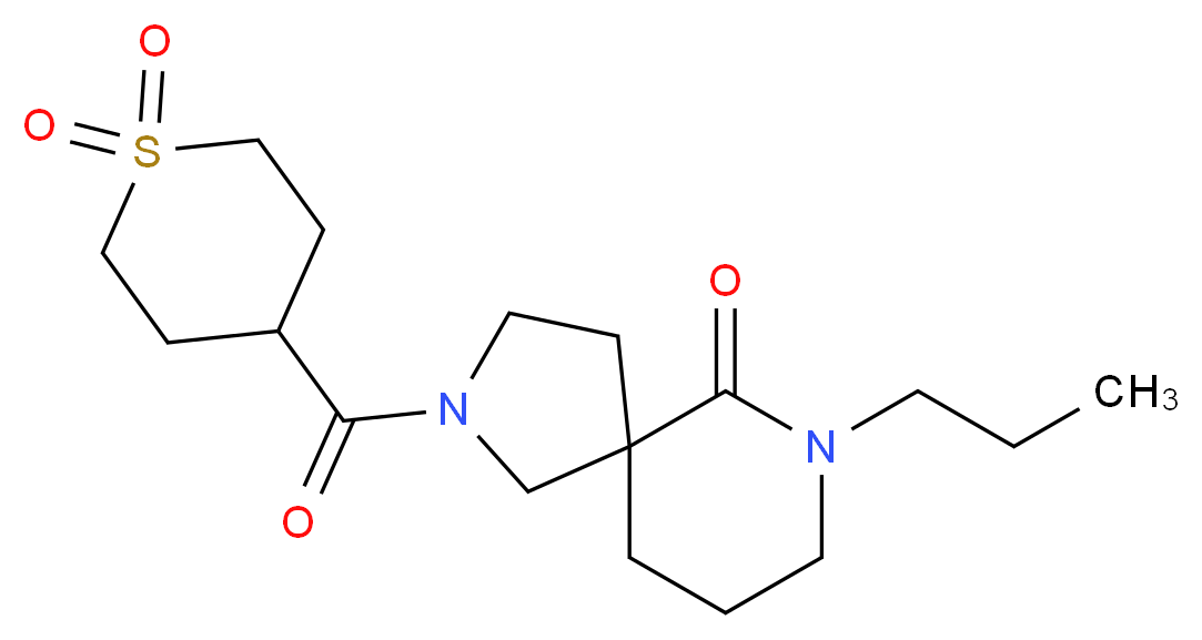 2-[(1,1-dioxidotetrahydro-2H-thiopyran-4-yl)carbonyl]-7-propyl-2,7-diazaspiro[4.5]decan-6-one_分子结构_CAS_)