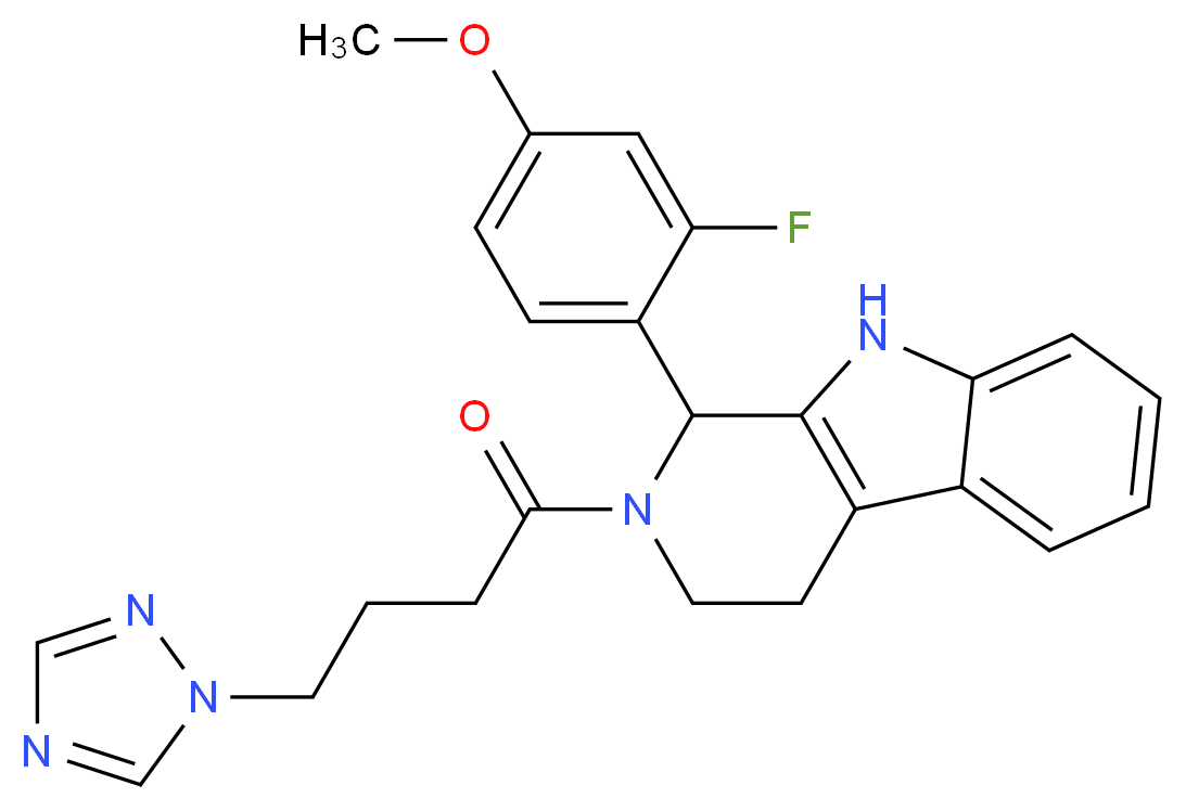 1-(2-fluoro-4-methoxyphenyl)-2-[4-(1H-1,2,4-triazol-1-yl)butanoyl]-2,3,4,9-tetrahydro-1H-beta-carboline_分子结构_CAS_)