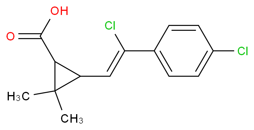 3-[(Z)-2-chloro-2-(4-chlorophenyl)ethenyl]-2,2-dimethylcyclopropane-1-carboxylic acid_分子结构_CAS_88419-72-1