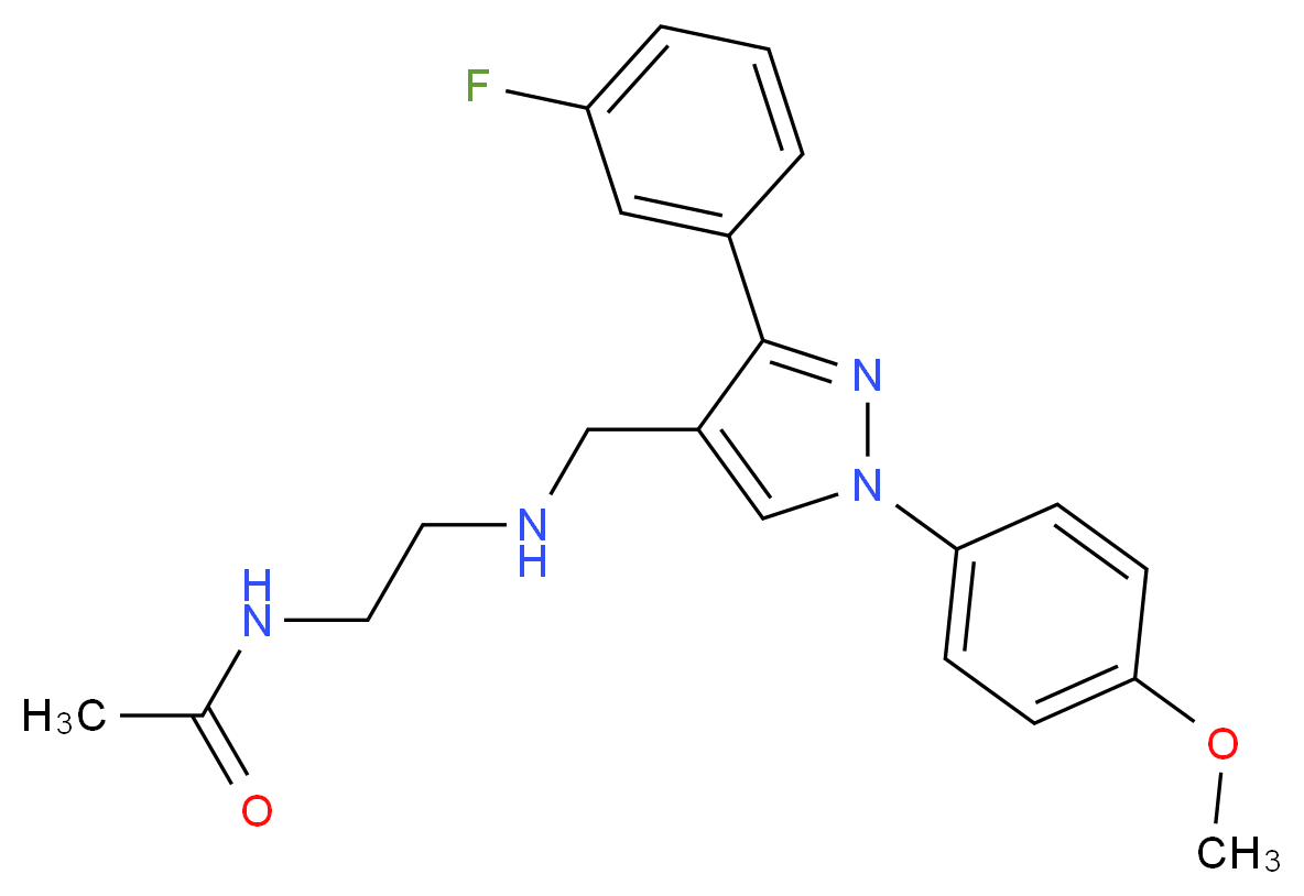 N-[2-({[3-(3-fluorophenyl)-1-(4-methoxyphenyl)-1H-pyrazol-4-yl]methyl}amino)ethyl]acetamide_分子结构_CAS_)