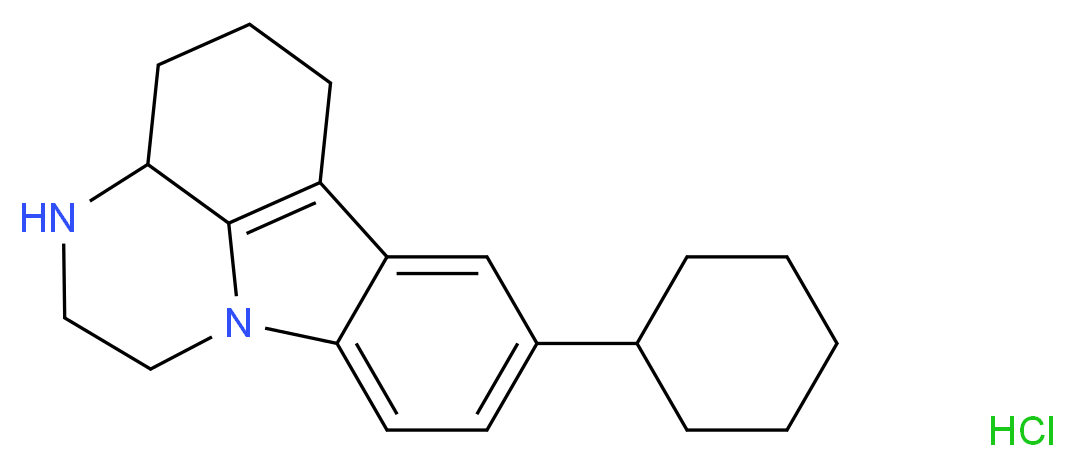 12-cyclohexyl-1,4-diazatetracyclo[7.6.1.0<sup>5</sup>,<sup>1</sup><sup>6</sup>.0<sup>1</sup><sup>0</sup>,<sup>1</sup><sup>5</sup>]hexadeca-9(16),10,12,14-tetraene hydrochloride_分子结构_CAS_135991-95-6