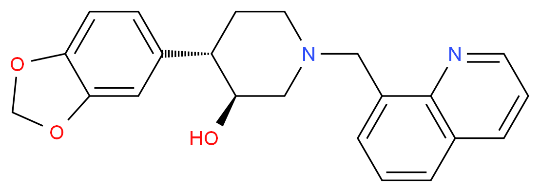 (3S*,4S*)-4-(1,3-benzodioxol-5-yl)-1-(quinolin-8-ylmethyl)piperidin-3-ol_分子结构_CAS_)