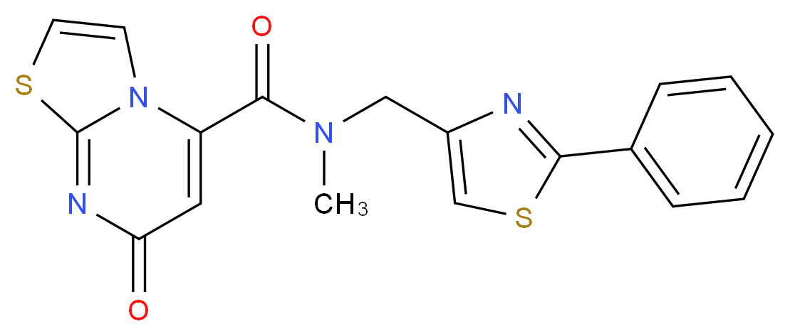 N-methyl-7-oxo-N-[(2-phenyl-1,3-thiazol-4-yl)methyl]-7H-[1,3]thiazolo[3,2-a]pyrimidine-5-carboxamide_分子结构_CAS_)