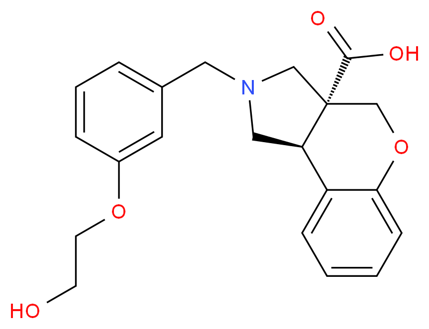 (3aR*,9bR*)-2-[3-(2-hydroxyethoxy)benzyl]-1,2,3,9b-tetrahydrochromeno[3,4-c]pyrrole-3a(4H)-carboxylic acid_分子结构_CAS_)