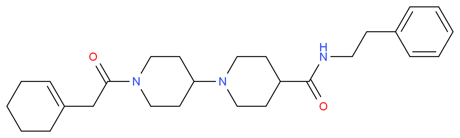 1'-(1-cyclohexen-1-ylacetyl)-N-(2-phenylethyl)-1,4'-bipiperidine-4-carboxamide_分子结构_CAS_)