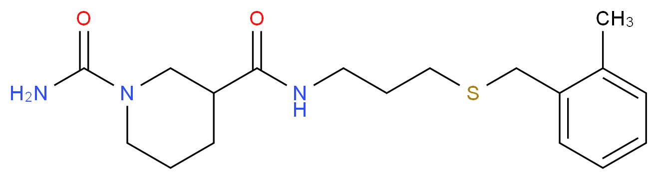 N~3~-{3-[(2-methylbenzyl)thio]propyl}piperidine-1,3-dicarboxamide_分子结构_CAS_)