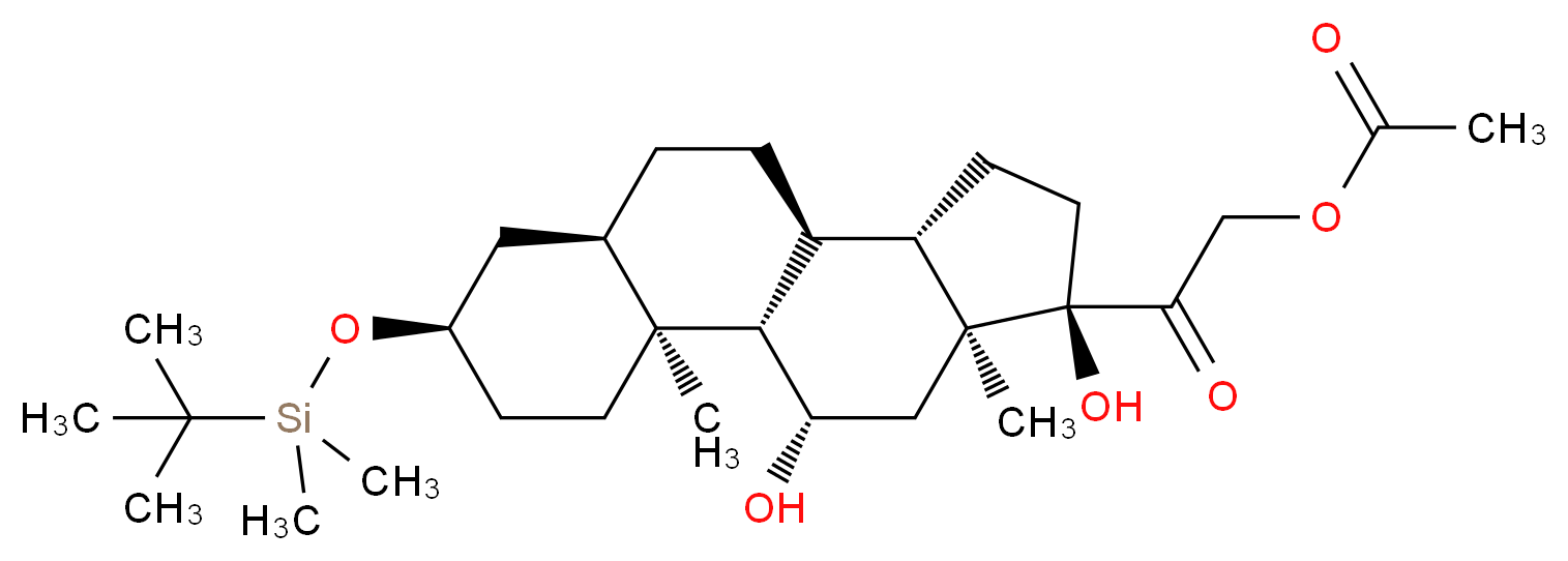 2-[(1S,2S,5R,7R,10S,11S,14R,15S,17S)-5-[(tert-butyldimethylsilyl)oxy]-14,17-dihydroxy-2,15-dimethyltetracyclo[8.7.0.0<sup>2</sup>,<sup>7</sup>.0<sup>1</sup><sup>1</sup>,<sup>1</sup><sup>5</sup>]heptadecan-14-yl]-2-oxoethyl acetate_分子结构_CAS_83274-68-4