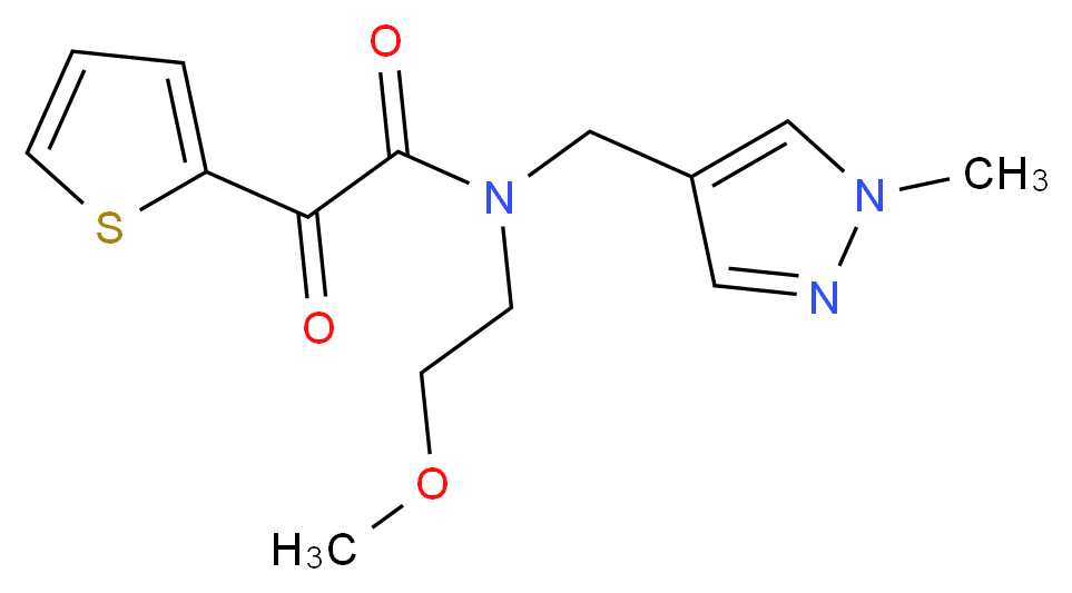 N-(2-methoxyethyl)-N-[(1-methyl-1H-pyrazol-4-yl)methyl]-2-oxo-2-(2-thienyl)acetamide_分子结构_CAS_)