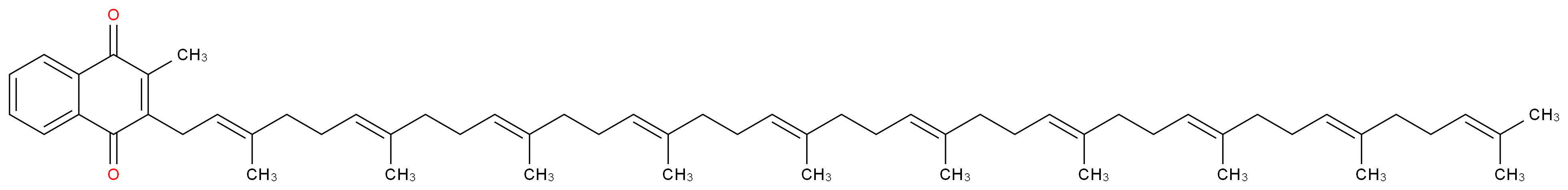 2-[(2E,6E,10E,14E,18E,22E,26E,30E,34E)-3,7,11,15,19,23,27,31,35,39-decamethyltetraconta-2,6,10,14,18,22,26,30,34,38-decaen-1-yl]-3-methyl-1,4-dihydronaphthalene-1,4-dione_分子结构_CAS_523-40-0