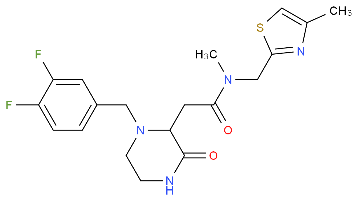 2-[1-(3,4-difluorobenzyl)-3-oxo-2-piperazinyl]-N-methyl-N-[(4-methyl-1,3-thiazol-2-yl)methyl]acetamide_分子结构_CAS_)