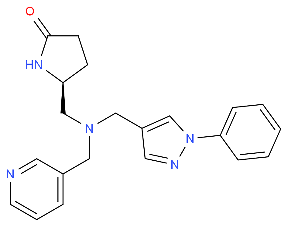 (5S)-5-{[[(1-phenyl-1H-pyrazol-4-yl)methyl](pyridin-3-ylmethyl)amino]methyl}pyrrolidin-2-one_分子结构_CAS_)
