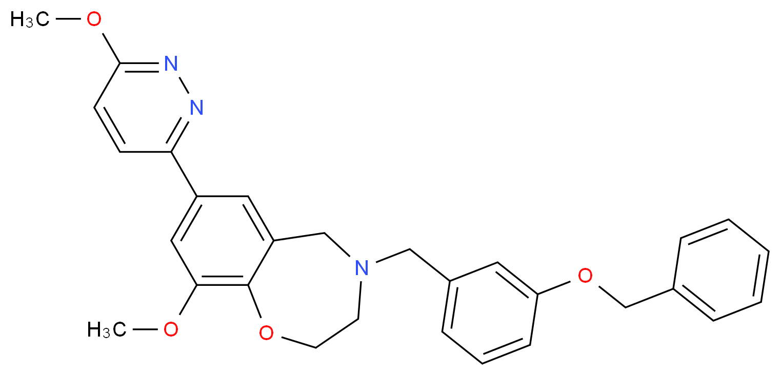 4-[3-(benzyloxy)benzyl]-9-methoxy-7-(6-methoxy-3-pyridazinyl)-2,3,4,5-tetrahydro-1,4-benzoxazepine_分子结构_CAS_)