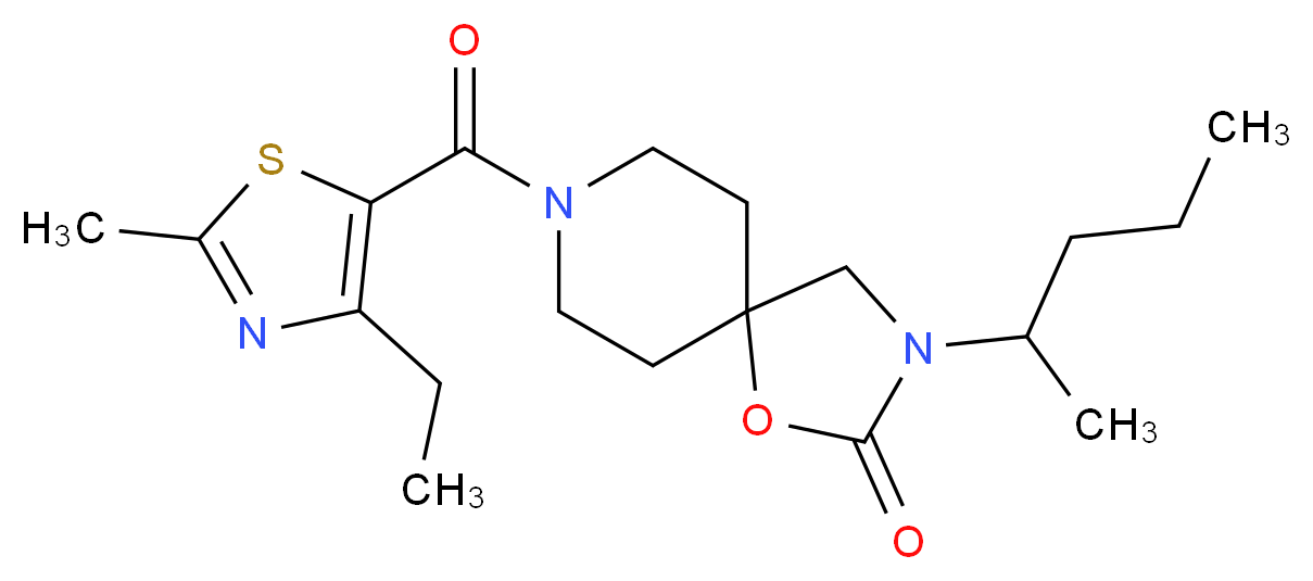 8-[(4-ethyl-2-methyl-1,3-thiazol-5-yl)carbonyl]-3-(1-methylbutyl)-1-oxa-3,8-diazaspiro[4.5]decan-2-one_分子结构_CAS_)