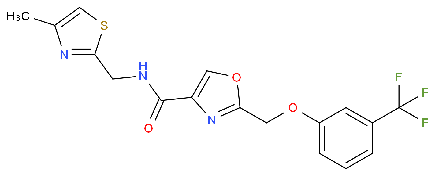 N-[(4-methyl-1,3-thiazol-2-yl)methyl]-2-{[3-(trifluoromethyl)phenoxy]methyl}-1,3-oxazole-4-carboxamide_分子结构_CAS_)