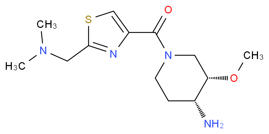 (3S*,4R*)-1-({2-[(dimethylamino)methyl]-1,3-thiazol-4-yl}carbonyl)-3-methoxypiperidin-4-amine_分子结构_CAS_)
