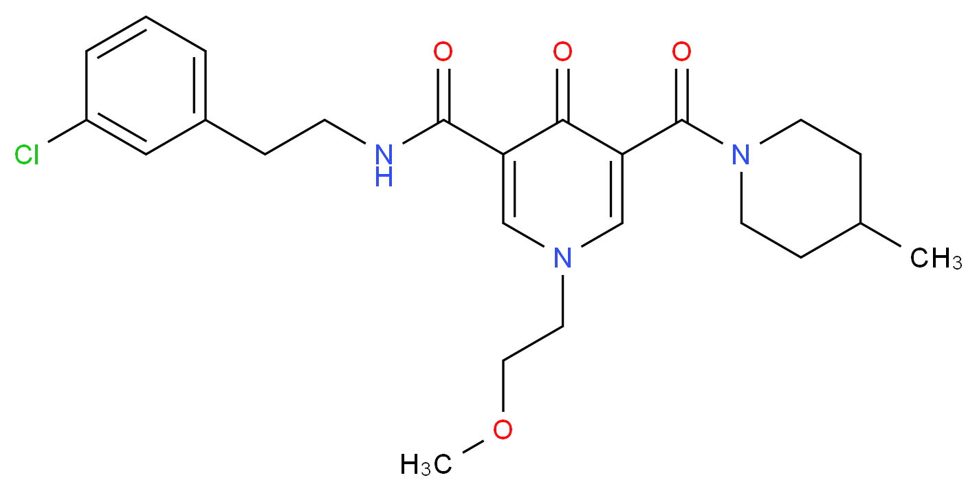 N-[2-(3-chlorophenyl)ethyl]-1-(2-methoxyethyl)-5-[(4-methyl-1-piperidinyl)carbonyl]-4-oxo-1,4-dihydro-3-pyridinecarboxamide_分子结构_CAS_)