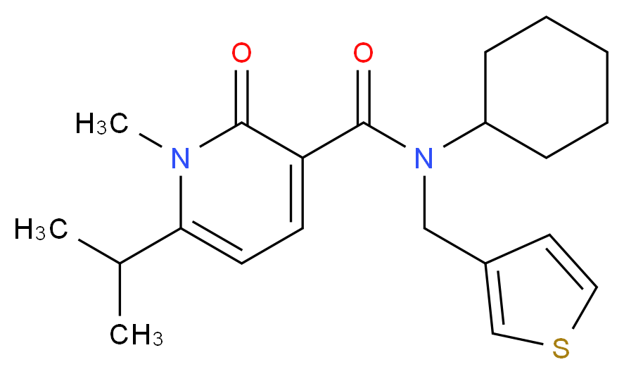 N-cyclohexyl-6-isopropyl-1-methyl-2-oxo-N-(3-thienylmethyl)-1,2-dihydropyridine-3-carboxamide_分子结构_CAS_)