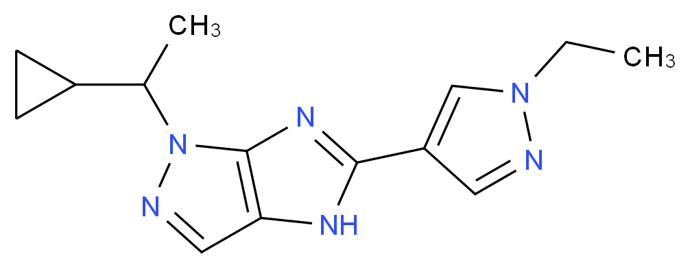 1-(1-cyclopropylethyl)-5-(1-ethyl-1H-pyrazol-4-yl)-1,4-dihydroimidazo[4,5-c]pyrazole_分子结构_CAS_)