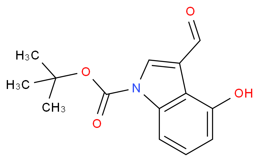 tert-butyl 3-formyl-4-hydroxy-1H-indole-1-carboxylate_分子结构_CAS_404888-00-2