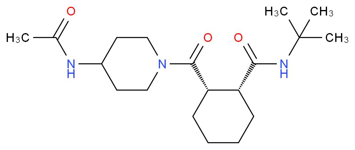 (1R*,2S*)-2-{[4-(acetylamino)piperidin-1-yl]carbonyl}-N-(tert-butyl)cyclohexanecarboxamide_分子结构_CAS_)