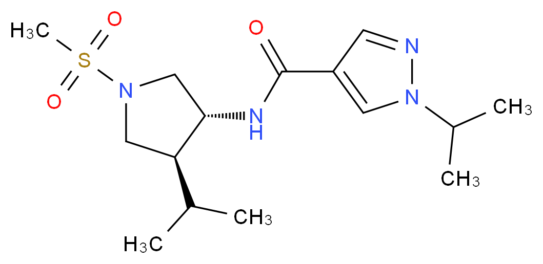 1-isopropyl-N-[(3R*,4S*)-4-isopropyl-1-(methylsulfonyl)-3-pyrrolidinyl]-1H-pyrazole-4-carboxamide_分子结构_CAS_)