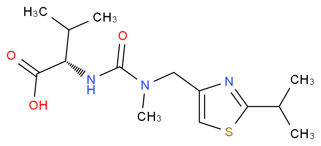 (2S)-3-methyl-2-{[methyl({[2-(propan-2-yl)-1,3-thiazol-4-yl]methyl})carbamoyl]amino}butanoic acid_分子结构_CAS_154212-61-0