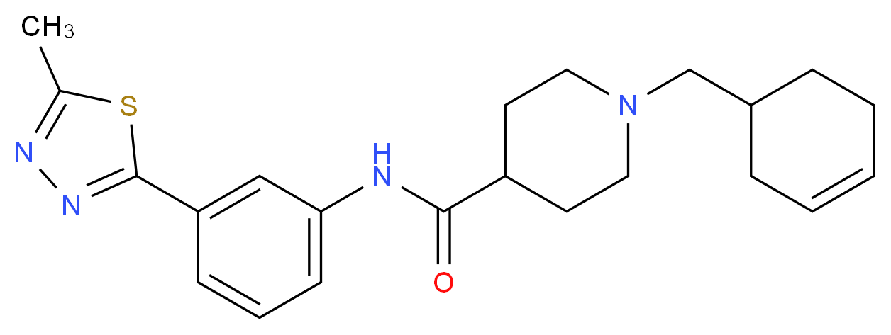 1-(3-cyclohexen-1-ylmethyl)-N-[3-(5-methyl-1,3,4-thiadiazol-2-yl)phenyl]-4-piperidinecarboxamide_分子结构_CAS_)