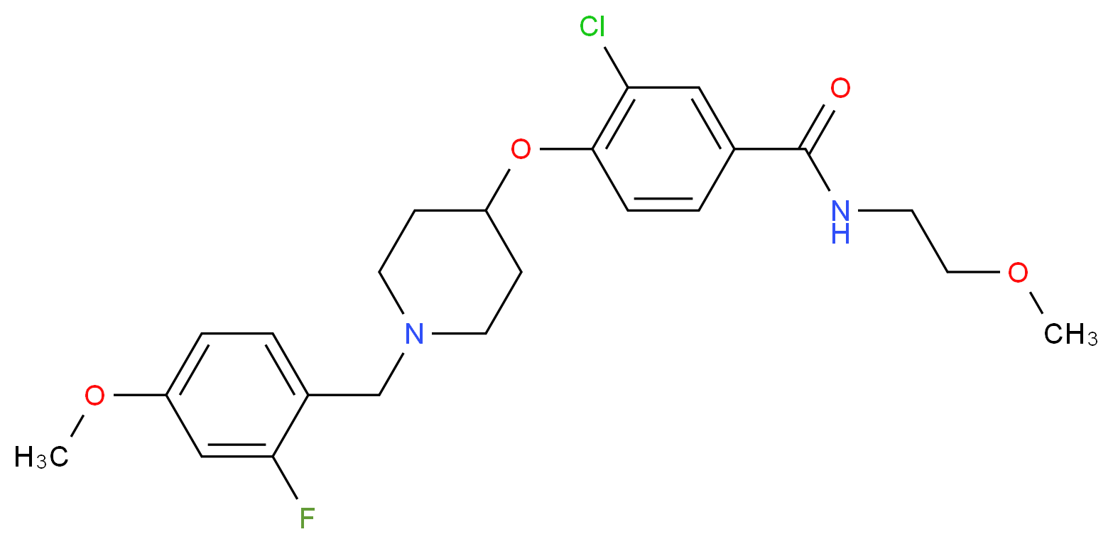 3-chloro-4-{[1-(2-fluoro-4-methoxybenzyl)-4-piperidinyl]oxy}-N-(2-methoxyethyl)benzamide_分子结构_CAS_)