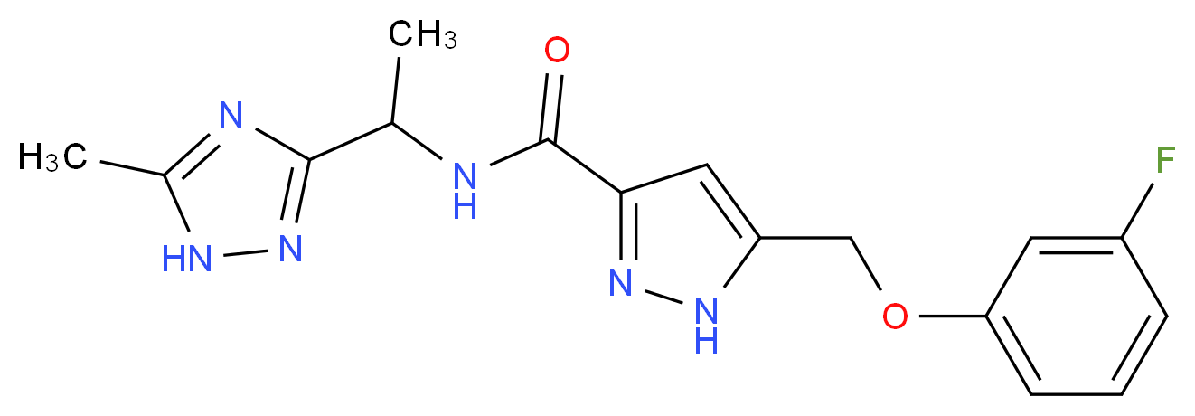 5-[(3-fluorophenoxy)methyl]-N-[1-(5-methyl-1H-1,2,4-triazol-3-yl)ethyl]-1H-pyrazole-3-carboxamide_分子结构_CAS_)