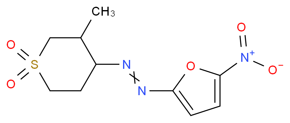 3-methyl-4-[2-(5-nitrofuran-2-yl)diazen-1-yl]-1λ<sup>6</sup>-thiane-1,1-dione_分子结构_CAS_23256-30-6