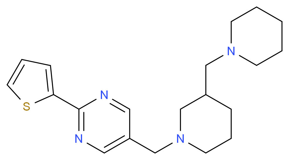 5-{[3-(1-piperidinylmethyl)-1-piperidinyl]methyl}-2-(2-thienyl)pyrimidine_分子结构_CAS_)