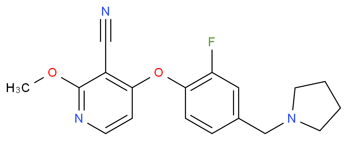 4-[2-fluoro-4-(pyrrolidin-1-ylmethyl)phenoxy]-2-methoxynicotinonitrile_分子结构_CAS_)
