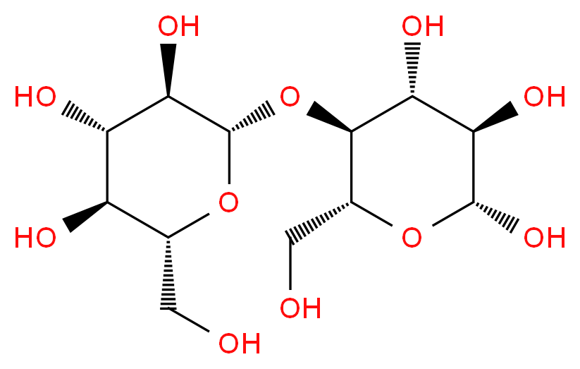 (2R,3R,4R,5S,6R)-6-(hydroxymethyl)-5-{[(2S,3R,4S,5S,6R)-3,4,5-trihydroxy-6-(hydroxymethyl)oxan-2-yl]oxy}oxane-2,3,4-triol_分子结构_CAS_528-50-7