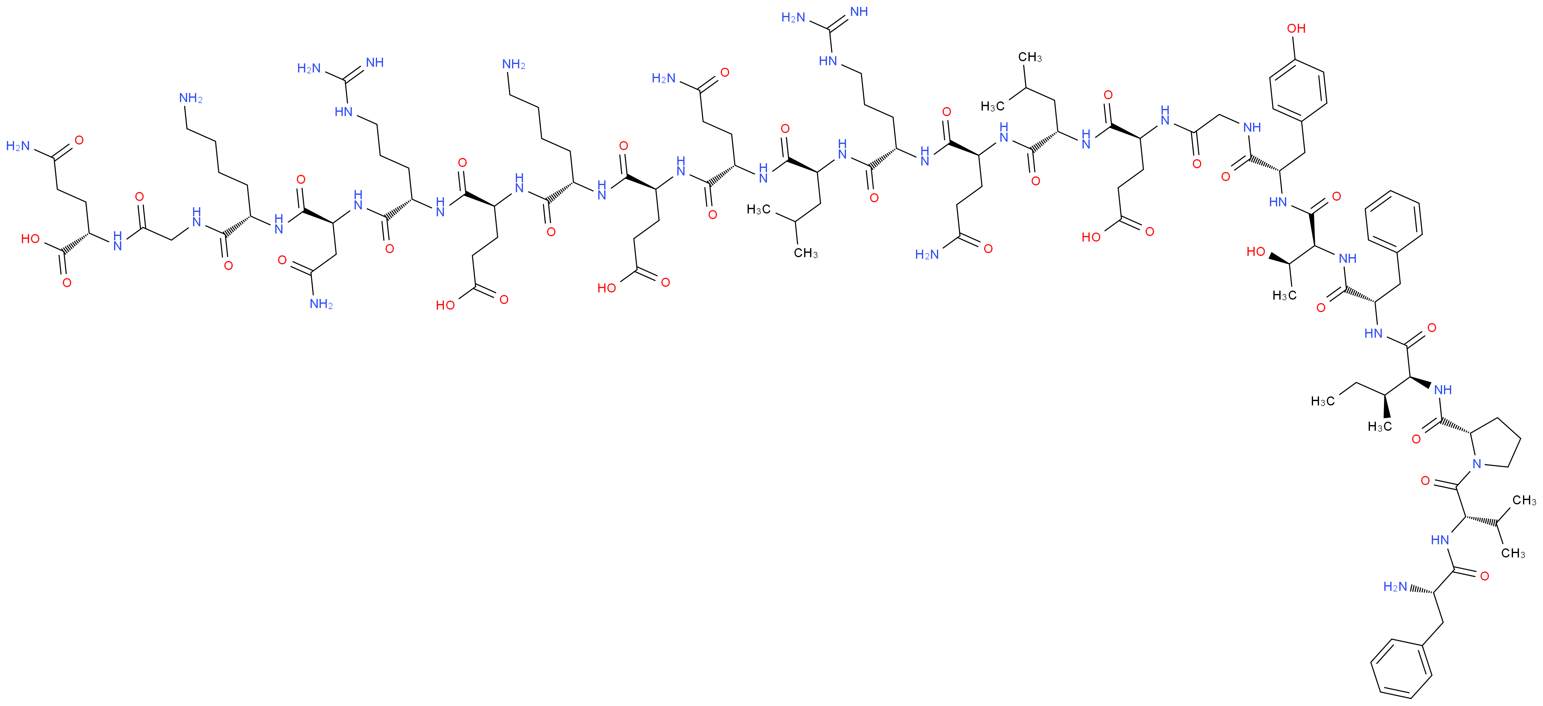 (4S)-4-{[(1S)-1-{[(1S)-1-{[(1S)-1-{[(1S)-1-{[(1S)-1-{[(1S)-1-{[(1S)-5-amino-1-{[(1S)-1-{[(1S)-1-{[(1S)-1-{[(1S)-5-amino-1-[({[(1S)-3-carbamoyl-1-carboxypropyl]carbamoyl}methyl)carbamoyl]pentyl]carbamoyl}-2-carbamoylethyl]carbamoyl}-4-carbamimidamidobutyl]carbamoyl}-3-carboxypropyl]carbamoyl}pentyl]carbamoyl}-3-carboxypropyl]carbamoyl}-3-carbamoylpropyl]carbamoyl}-3-methylbutyl]carbamoyl}-4-carbamimidamidobutyl]carbamoyl}-3-carbamoylpropyl]carbamoyl}-3-methylbutyl]carbamoyl}-4-{2-[(2S)-2-[(2S,3R)-2-[(2S)-2-[(2S,3S)-2-{[(2S)-1-[(2S)-2-[(2S)-2-amino-3-phenylpropanamido]-3-methylbutanoyl]pyrrolidin-2-yl]formamido}-3-methylpentanamido]-3-phenylpropanamido]-3-hydroxybutanamido]-3-(4-hydroxyphenyl)propanamido]acetamido}butanoic acid_分子结构_CAS_116283-54-6