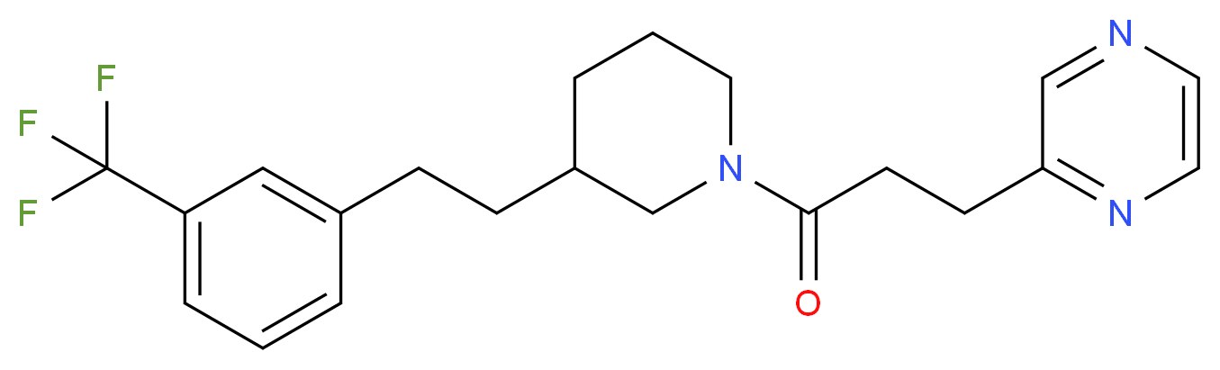 2-[3-oxo-3-(3-{2-[3-(trifluoromethyl)phenyl]ethyl}-1-piperidinyl)propyl]pyrazine_分子结构_CAS_)