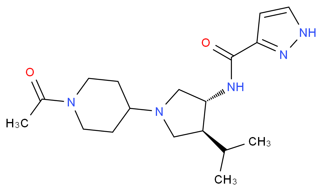 N-[(3R*,4S*)-1-(1-acetyl-4-piperidinyl)-4-isopropyl-3-pyrrolidinyl]-1H-pyrazole-3-carboxamide_分子结构_CAS_)