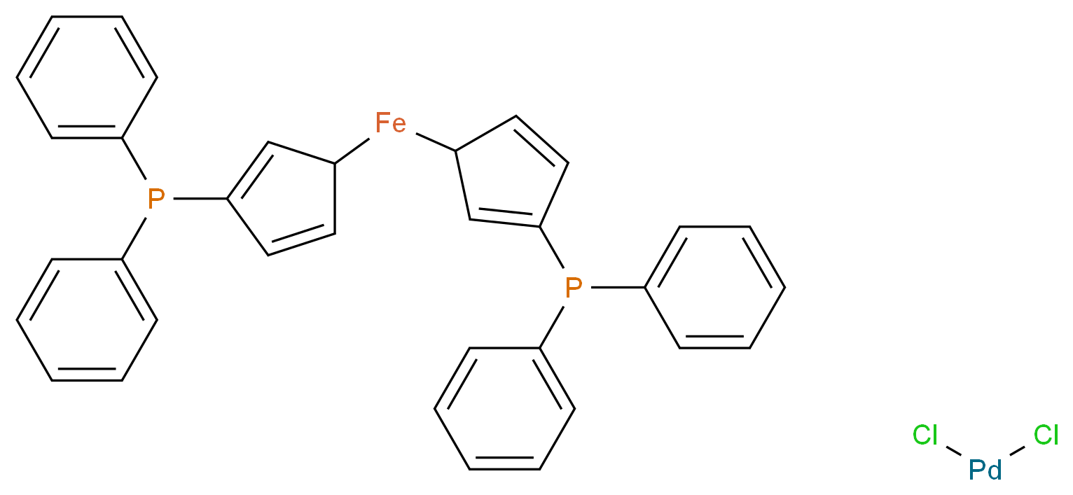 bis[3-(diphenylphosphanyl)cyclopenta-2,4-dien-1-yl]iron; dichloropalladium_分子结构_CAS_72287-26-4