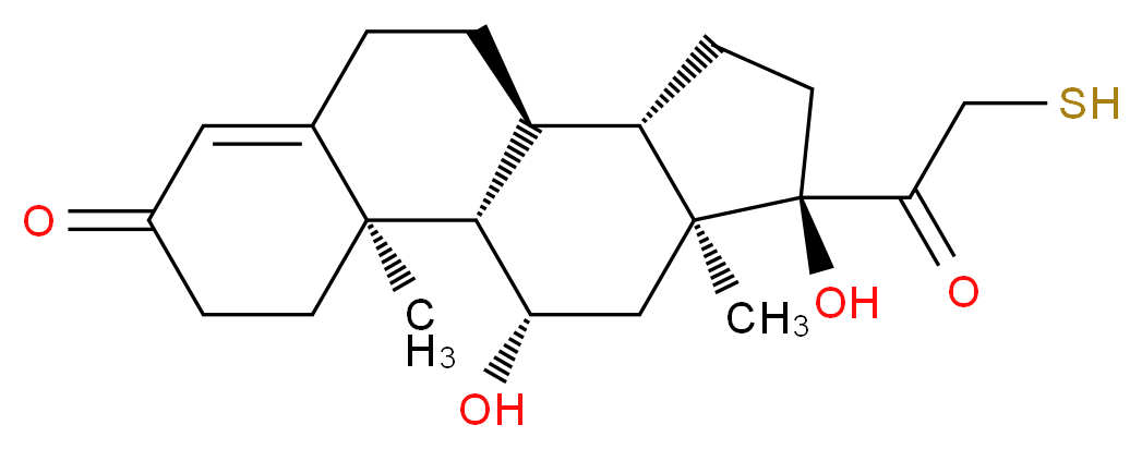 (1S,2R,10S,11S,14R,15S,17S)-14,17-dihydroxy-2,15-dimethyl-14-(2-sulfanylacetyl)tetracyclo[8.7.0.0<sup>2</sup>,<sup>7</sup>.0<sup>1</sup><sup>1</sup>,<sup>1</sup><sup>5</sup>]heptadec-6-en-5-one_分子结构_CAS_61951-99-3