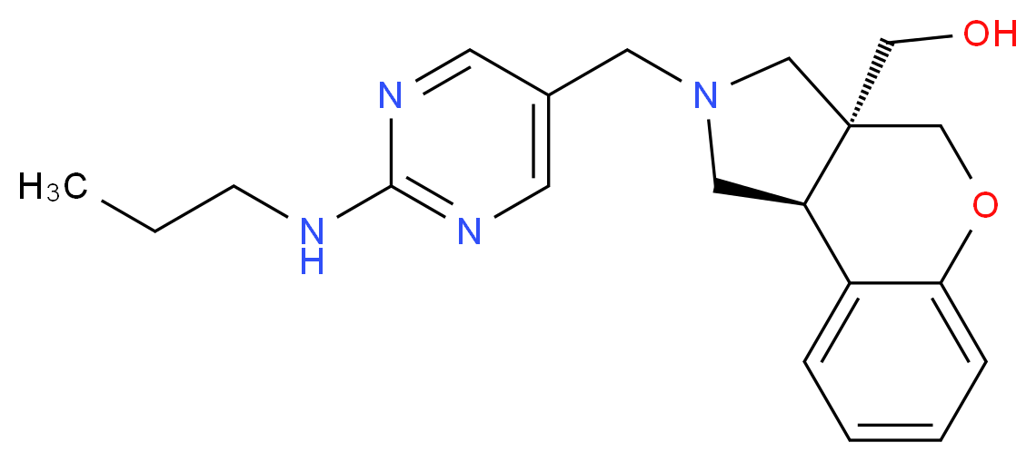 [(3aS*,9bS*)-2-{[2-(propylamino)pyrimidin-5-yl]methyl}-1,2,3,9b-tetrahydrochromeno[3,4-c]pyrrol-3a(4H)-yl]methanol_分子结构_CAS_)