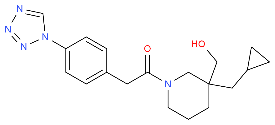(3-(cyclopropylmethyl)-1-{[4-(1H-tetrazol-1-yl)phenyl]acetyl}piperidin-3-yl)methanol_分子结构_CAS_)