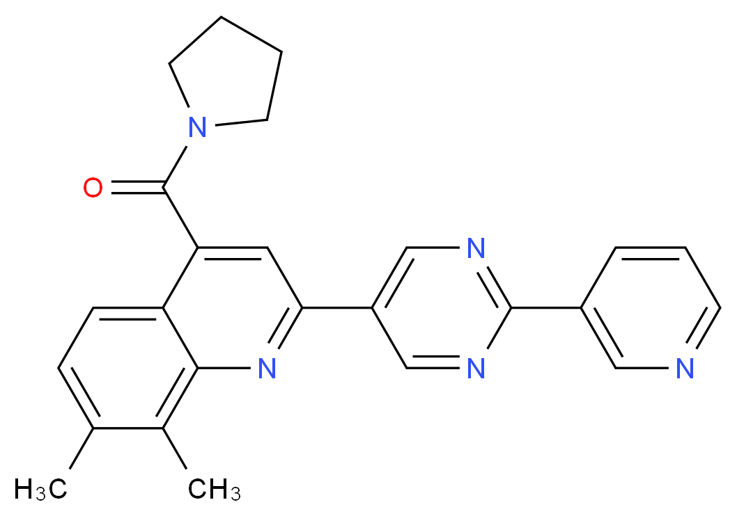 7,8-dimethyl-2-(2-pyridin-3-ylpyrimidin-5-yl)-4-(pyrrolidin-1-ylcarbonyl)quinoline_分子结构_CAS_)